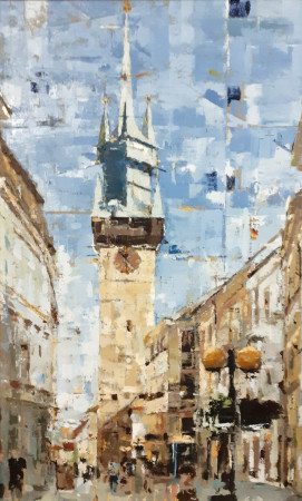 Radniční věž / olej na plátně / 50 x 80 cm / 2022